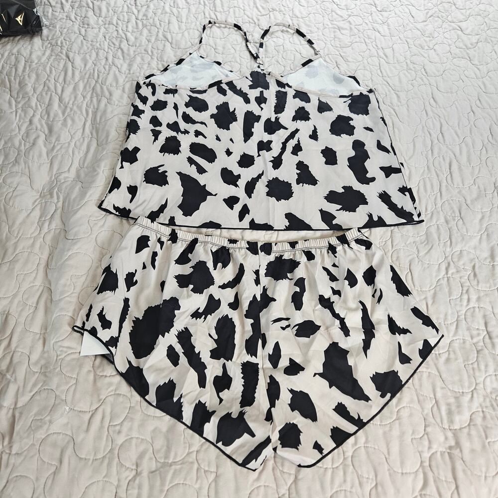NWT Sexy Leopard Satin Feel 2 Piece Pajama Set Sz XL - Picture 7 of 9